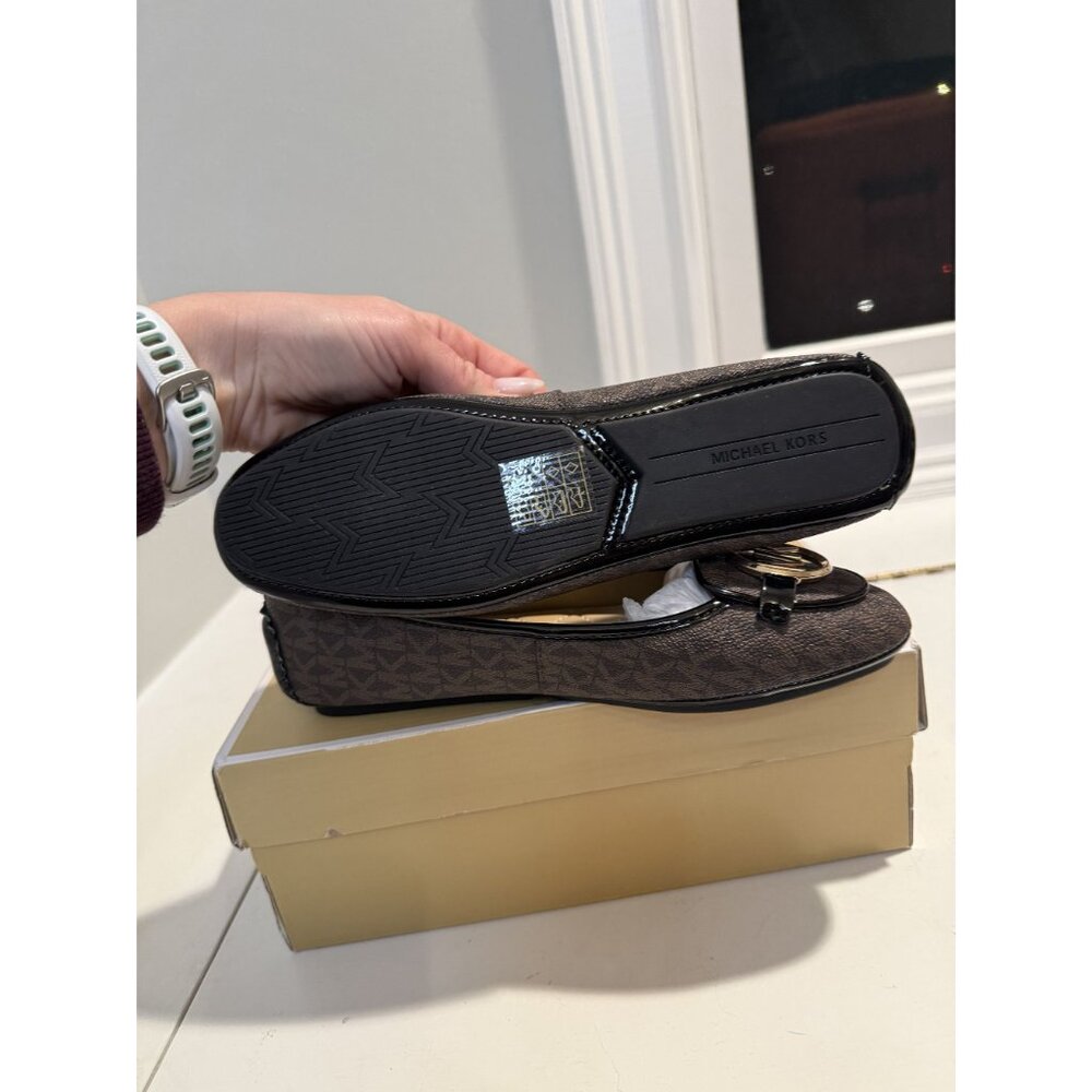 NWB Michael Kors Lillie Logo Moccasin Flats Brown Size 8 $115 [jb] - Picture 13 of 16